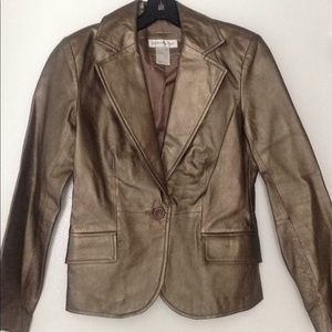 Bronze faux leather blazer